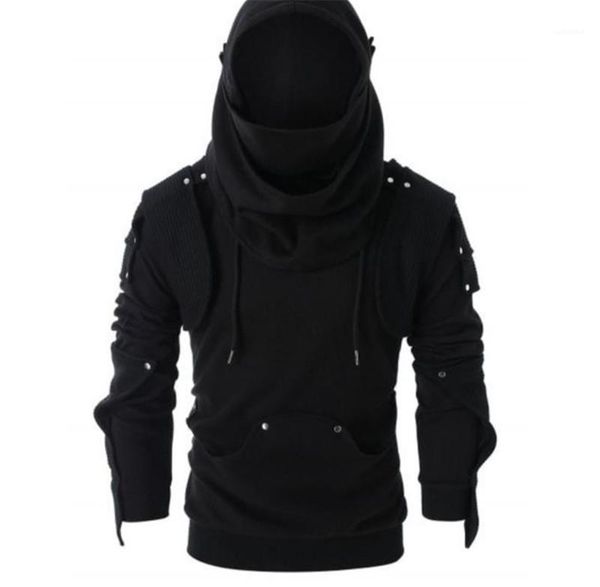 

маска сплошного цвета с длинным рукавом с капюшоном заклепка кофта мода мужской одеждой нового стиль mens конструктора толстовка black