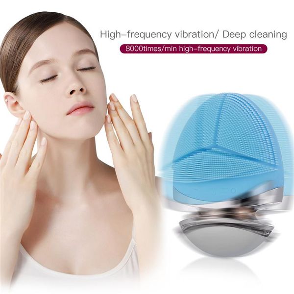 

silicone electric facial cleansing brush usb rechargeable washing face brush ems nutrition lead-in beauty care massage