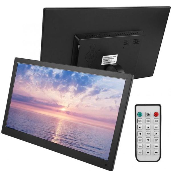 

digital po frames 15.6inch 1920*1080 hd ips screen metal frame alarm clock calendar video music player for festival birthday gifts