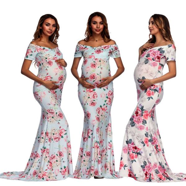

maternity dresses maternity clothes pregnancy dress printing casual floral pregnants clothing comfortable sundress short sleeve, White