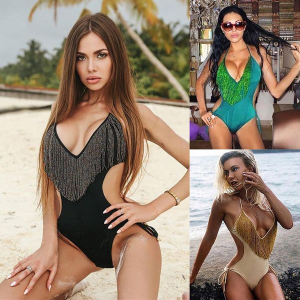 

swimsuit luxury designer fancy bikini jumpsuits womens clothes designer women swimsuit tassel one piece, White;black