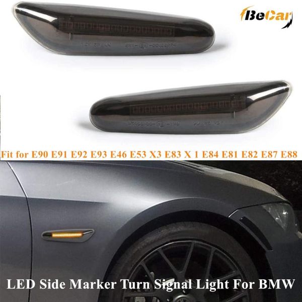 

2-pack smoked/clear lens amber led side marker turn signal light for e90 e91 e92 e93 e46 e53 x3 e83 x1 e84 e81 e82 e87 e88