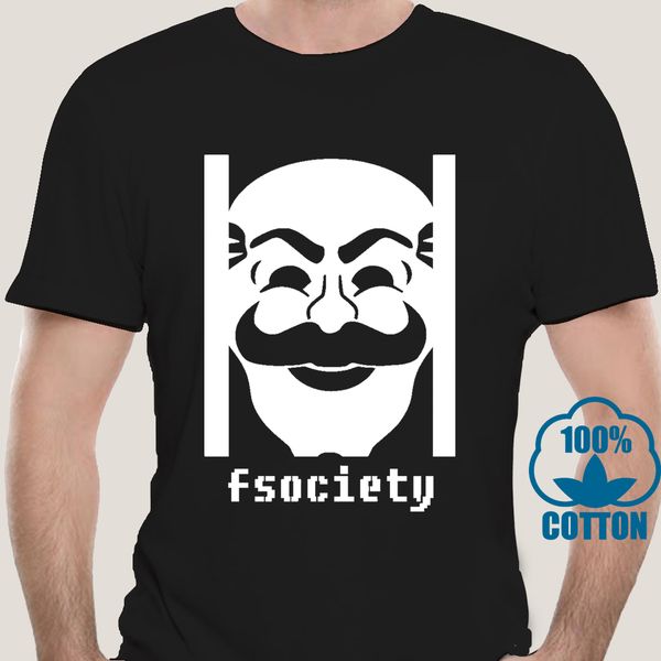 

1923a mr. robot mens t-shirt - f society fsociety black stamped mask image