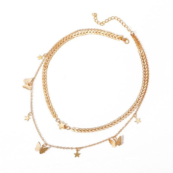 

pendant necklaces fashion multi-layer butterfly necklace delicate hollow, Silver
