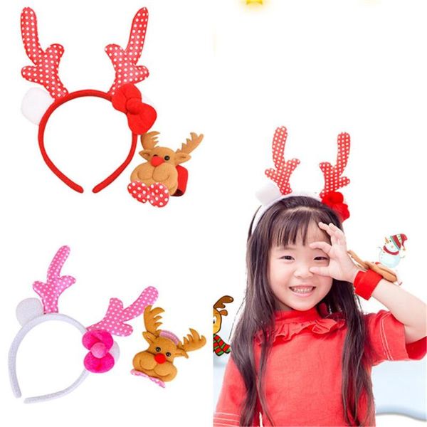 

1pcs christmas festival makeup dress up props two-piece suits hair bands+clap circle for children, Slivery;white