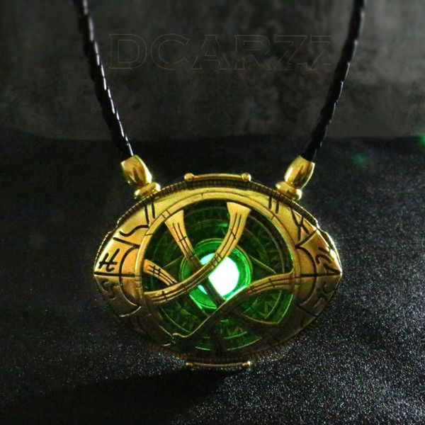 

pendant necklaces 7cm*5.5cm strange necklace glow in dark eye shape antique bronze with leather cord movie costume cosplay jewelry, Silver