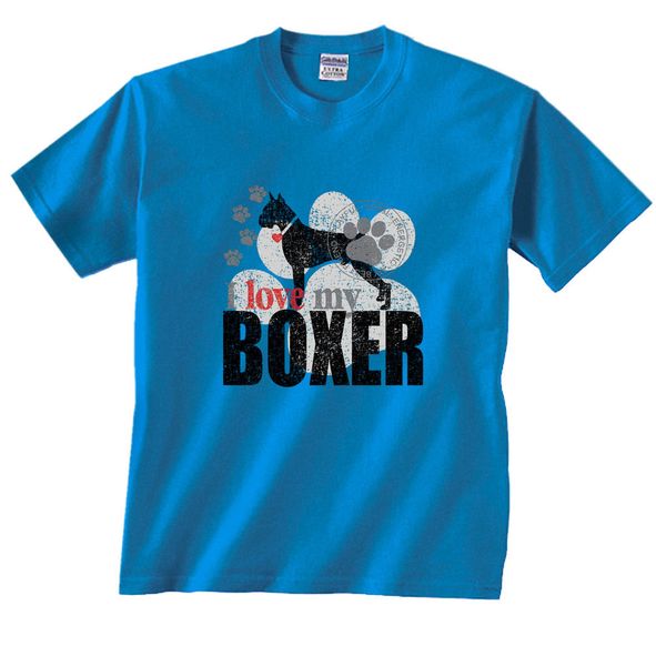 

summer for man summer cotton t-shirt fashion i love my boxer dog paw t-shirtdress t-shirt