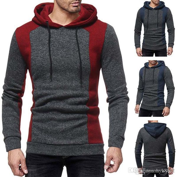 

2020 new men's sweater men's fashion color contrast casual long sleeve knitted hooded sweater, Black