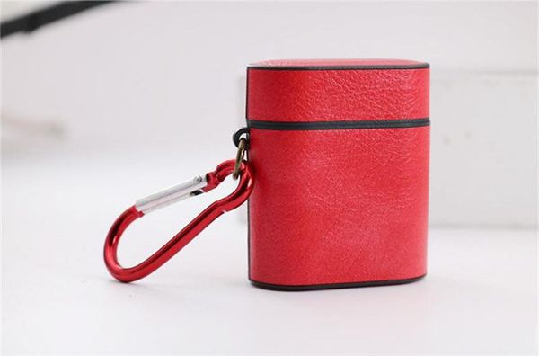 

wholesale for airpods pu luxury leather case protective cover hook clasp keychain anti lost fashion earphone case