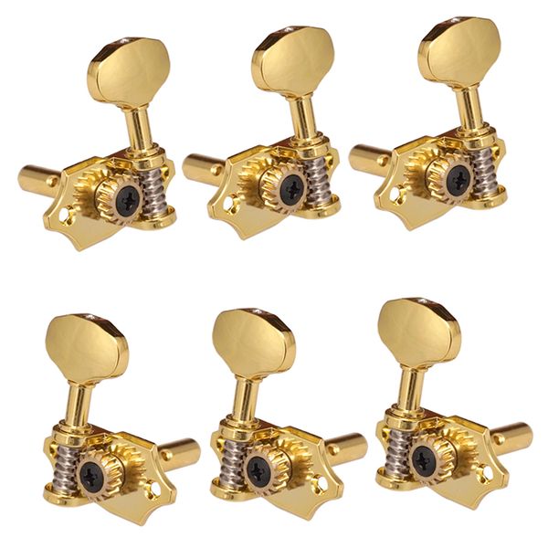 

finest 6 pieces zinc alloy open-gear tuning pegs tuners 3l 3r for acoustic folk guitar parts, gold