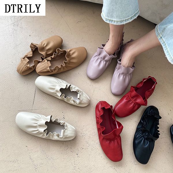 

марка квартиры обувь square мода женщины toe плиссированные слайды ruffles поскользнуться на мокасины flat неглубокой сандалии vintage zapat, Black