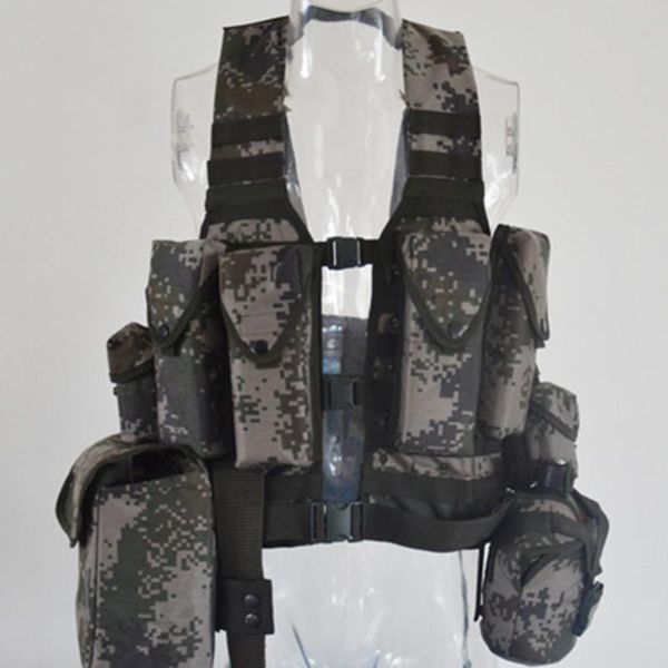 

outdoor vest multifunction molle carrier camouflage adjustable, Gray;blue