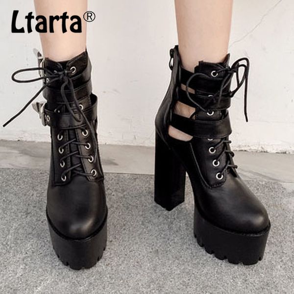 

boots ltarta 2021 heels women's platform waterproof taiwan thick high ankle black boot