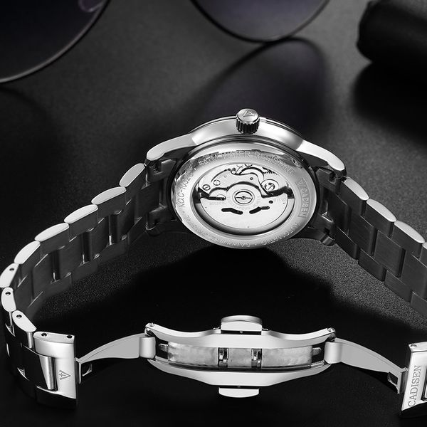 

cadisen clock men watch automatic mechanical watches japan nh36a role date week wristwatch relogio masculino, Slivery;brown