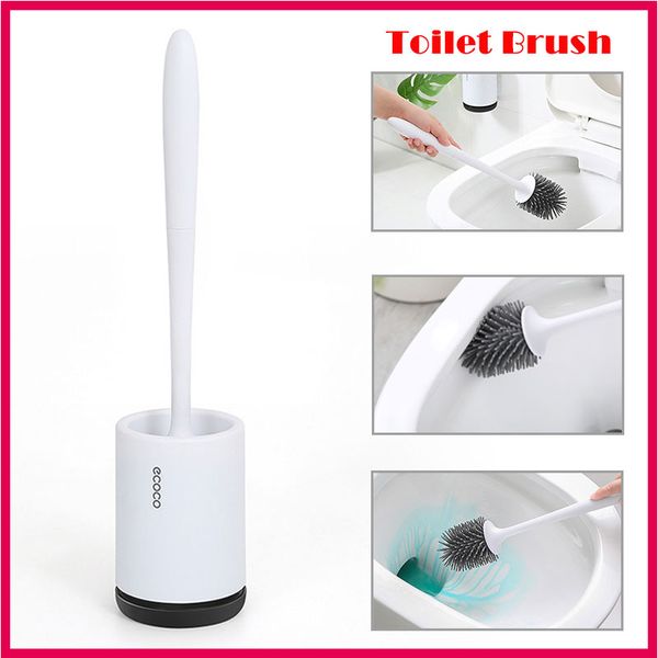 

toilet brushes & holders rubber head brush with holder silicone long handle household bathroom cleaning wall mounted for