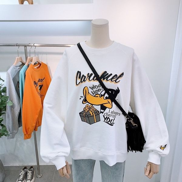 

thin cartoon sweater women's wear 2020 autumn and winter korean style ins fashion casual pullover pullover pullovercoat pulloverloose c, Black