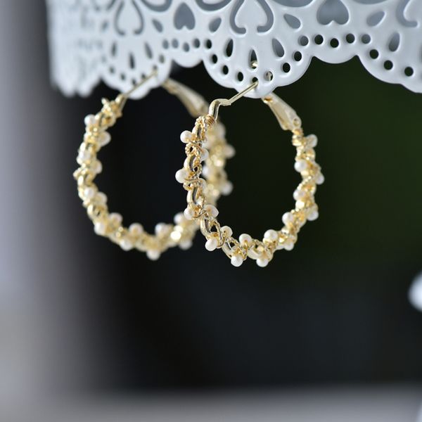 

100% natural pearl circle серьги женщин серьги крюк для женщин брид подарок любви корейский fine jewelry, Golden;silver