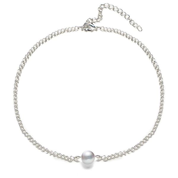 

necklace retro simple artificial pearl single layer necklace accessories, Black