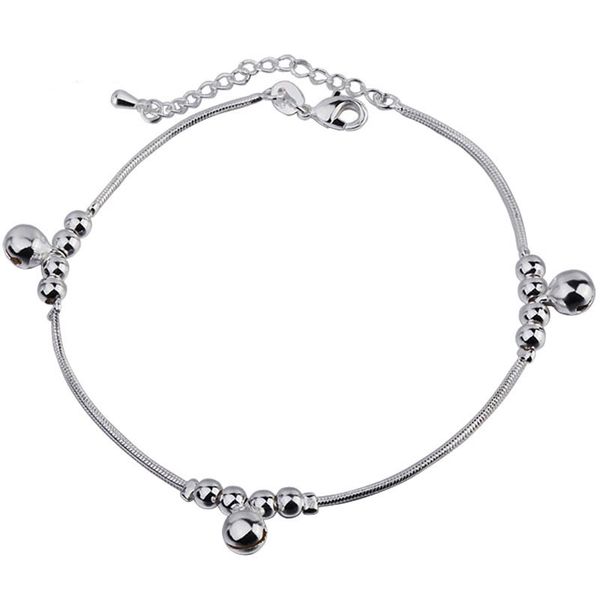

s925 silver anklet for women vintage bell ankles bracelet foot anklets women fashion barefoot chain jewelry tobillera plata, Red;blue