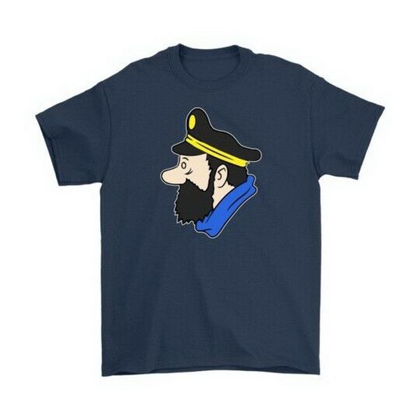 

funny captain haddock tintin herge tshirt short sleeve m-3xl navy blue printing tee shirt