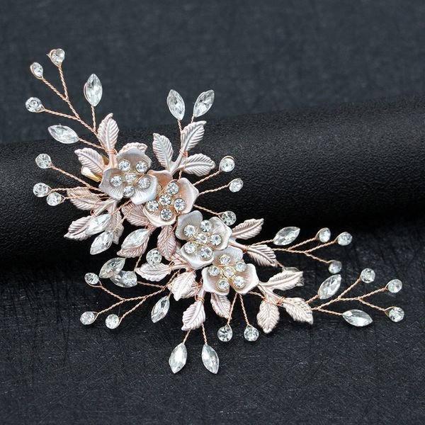 

bride hair clips headband wedding hair accessories rhinestone pearl flower bridal hairpins wedding jewelry headdress, Golden;silver