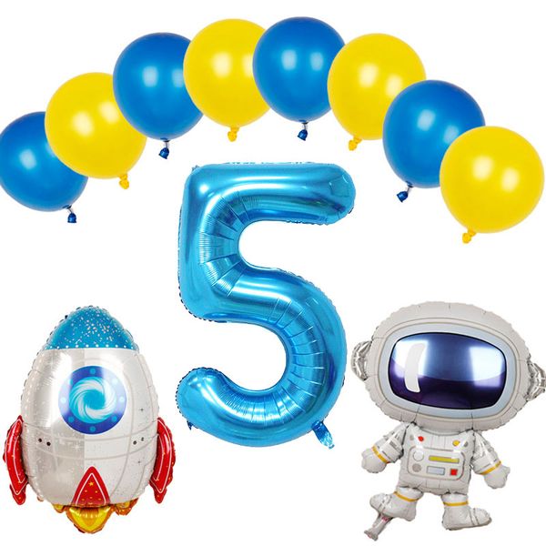 

party decoration outer space astronaut rocket ship foil balloons galaxy/solar system number balloon kids birthday decorations