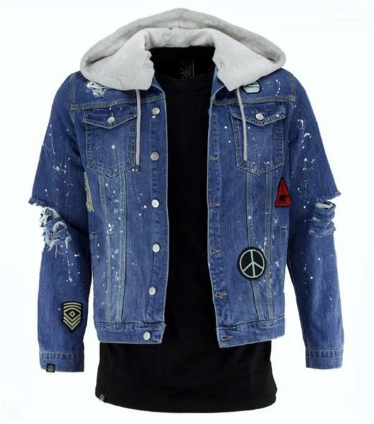 

разорванные дыры hiphop street casual куртки пальто мужские моды новая весна джинсовые куртки, Black;brown