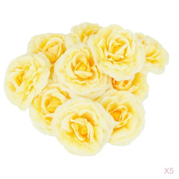 

50x искусственный цветок камелии головки silk rose home wedding decor желтый
