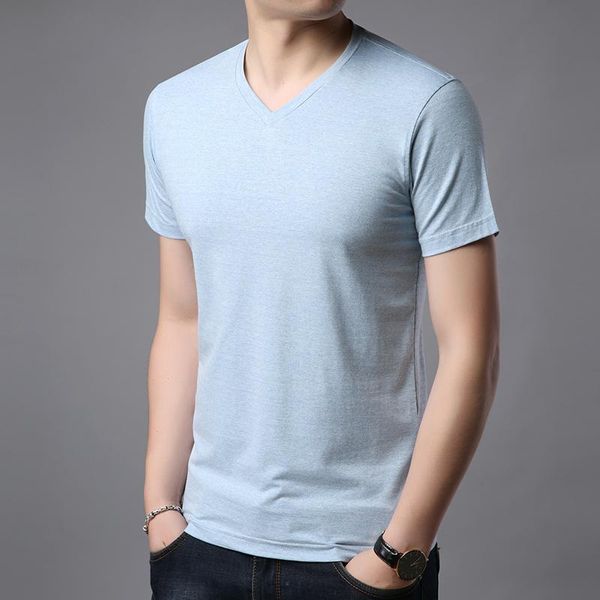 

summer brand plain black v neck t shirt men short sleeve casual fashion korean clothes kg-1283, White;black