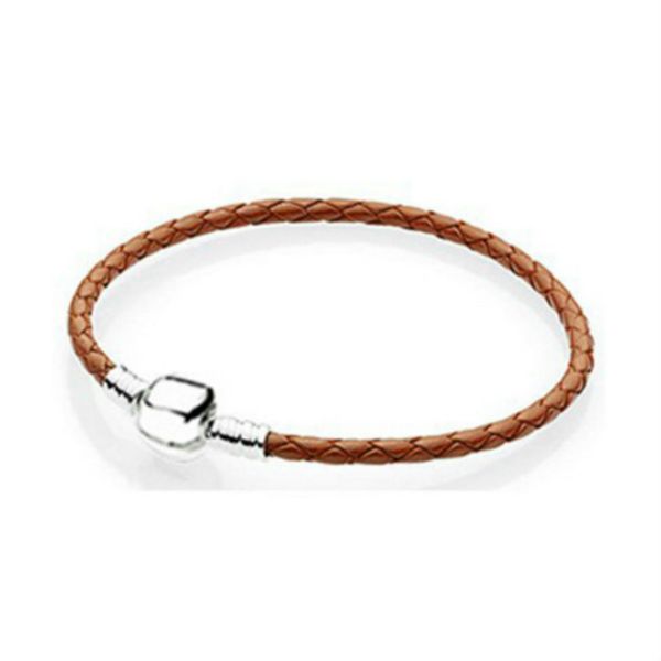 

new fashion 925 sterling silver multicolor mixed 12 colors women double-leather bracelet fit charm diy gift original iconic bead gift1, Golden;silver