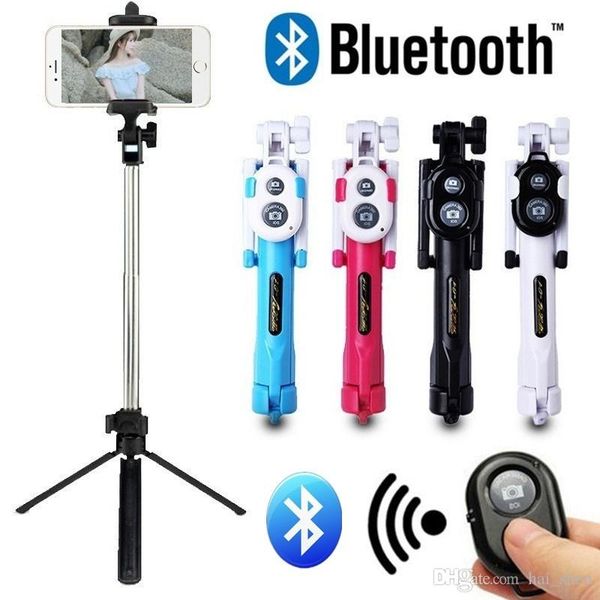 

new fashion portable extendable handheld bluetooth remote shutter selfie phone stick tripod monopod remote control stand holder