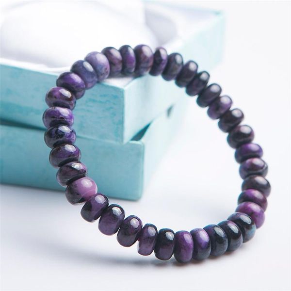 

genuine purple natural sugilite bracelet 10*5mm marquise abacus bead stretch bracelets for women female crystal bracelet, Black