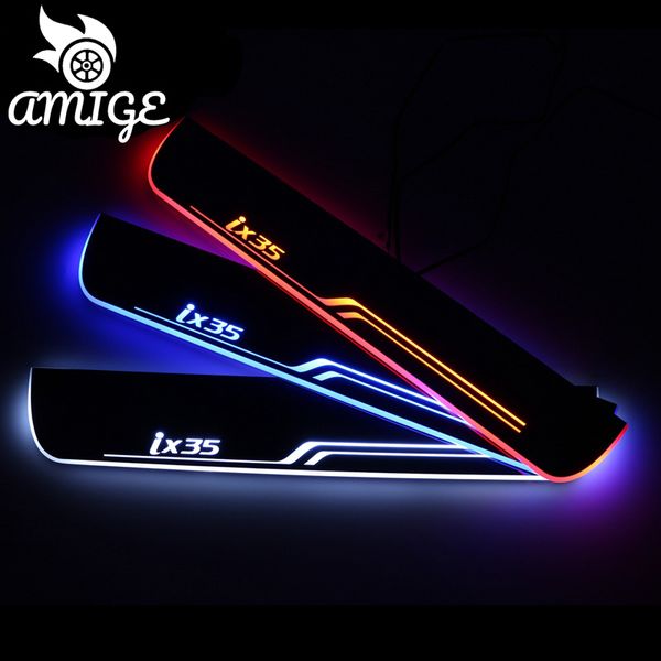 

педаль огни для ix35 2009 - 2020 2020 moving led добро пожаловать автомобилей scuff pedal plate пороги тропинка light подгоняет логотип