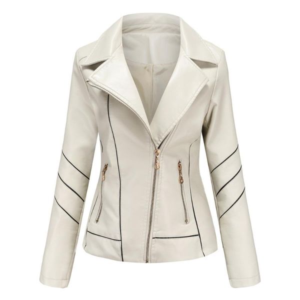 

women's leather & faux aksr 2021 jacket pu spring and autumn models solid color large size slim fashion trend thin section, Black