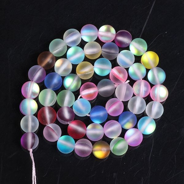 

lovely crystal moonstone beads holographic matte bracelet 6mm, Black