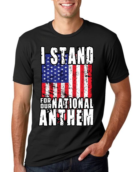 

summer 2019 100% cotton normal i stand for the national anthem mens american pride t-shirt graphic usa custom design shirts
