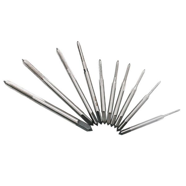 

10 pcs mini hand screw thread straight metric plug tap sets m1-m3.5 for clocks watches tapping ja55
