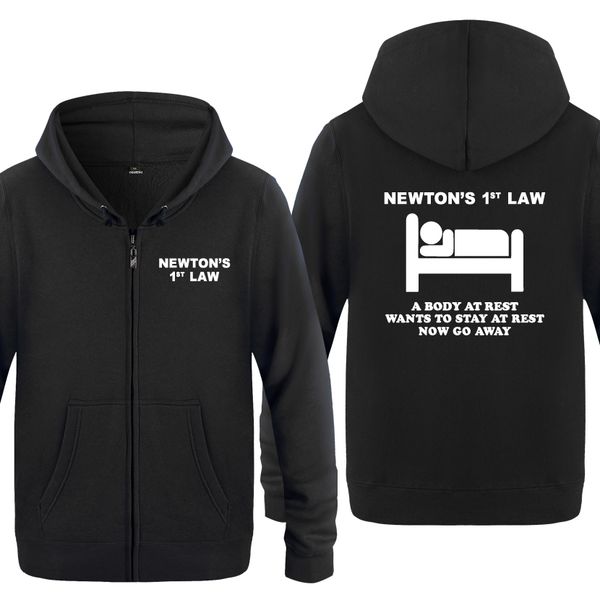 

newton's 1st law - now go away novelty creative hoodies men 2018 men's fleece zipper cardigans hooded sweatshirts