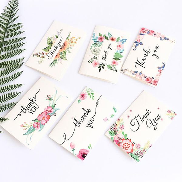 

greeting cards 6pcs/pack diy decoration holiday card mix style 6 pcs cards+6 envelope flower "thank you" gift message