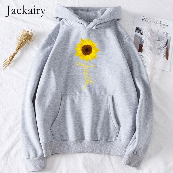 

women's hoodies & sweatshirts jackairy winter fleece hooded sweatshirt women sunflower print casual long sleeve pullover female thicken, Black