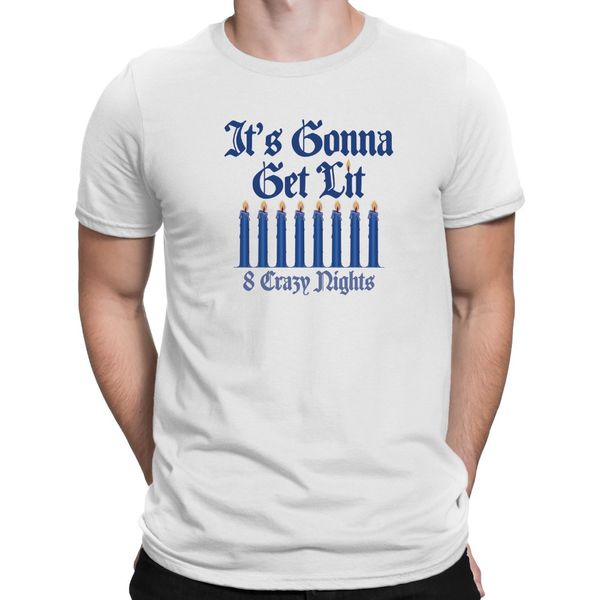 

2019 fashion men t-shirt hanukkah it's gonna get lit 8 crazy nights tee holiday t-shirt s-3xl summer tee shirt