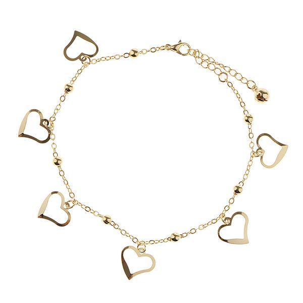 

27cm gold heart crystal anklets fancy craft adjustable metal ankle chain, Red;blue