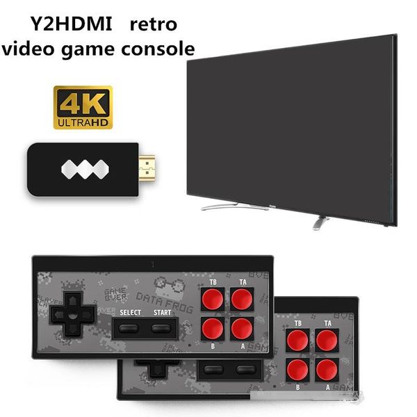 

portable video game console y2 can store 568 games support 2 players hdmi hd classic game box handheld wireless gamepad controller