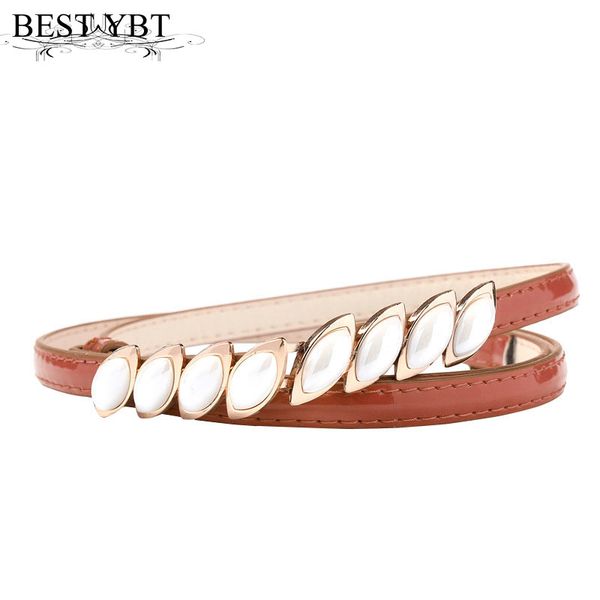 

ybt women belt imitation leather alloy ellipse hook buckle belt selling fashion adjusting thin high-quality women, Black;brown