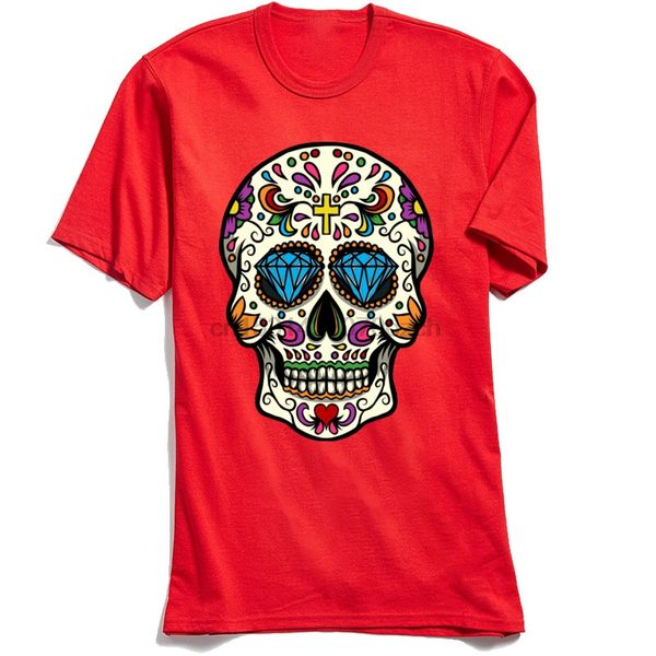 

mexican skull t-shirt new design men t shirt o neck short sleeve all cotton tshirt custom tee-shirt red tees