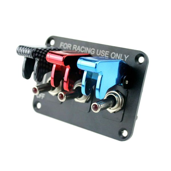 

car 12v 20a ignition engine toggle switch with 3 color covers aluminum panel