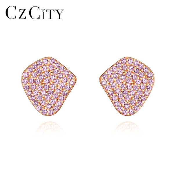 

stud czcity pave cz fine jewelry 925 sterling silver earrings for women anniversary pendientes bijoux femme party gifts se-483, Golden;silver