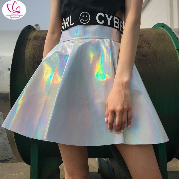 

women pu leather skirt harajuku preppy style skirts mini cute school uniforms ladies jupe kawaii laser skirt saia faldas, Black