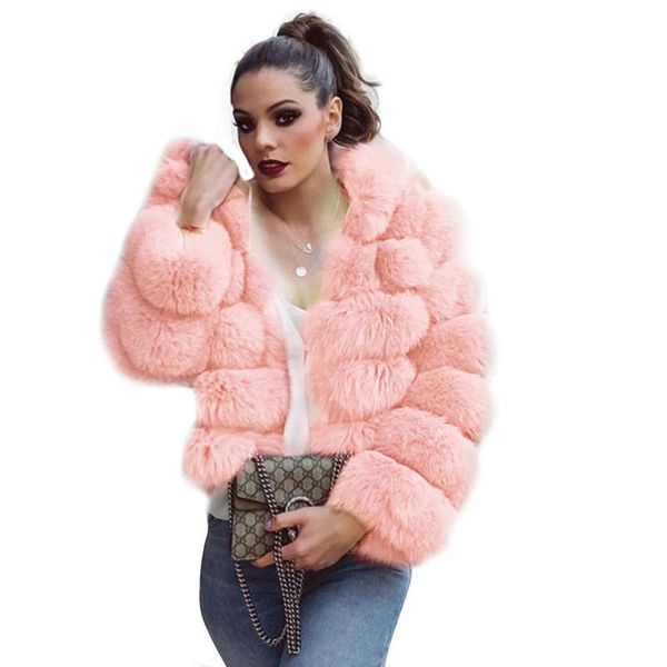 

fashion new jacket faux fur coat with hats women s fur coat warm long sleeved autumn winter thicken cardigans outerwears, Black