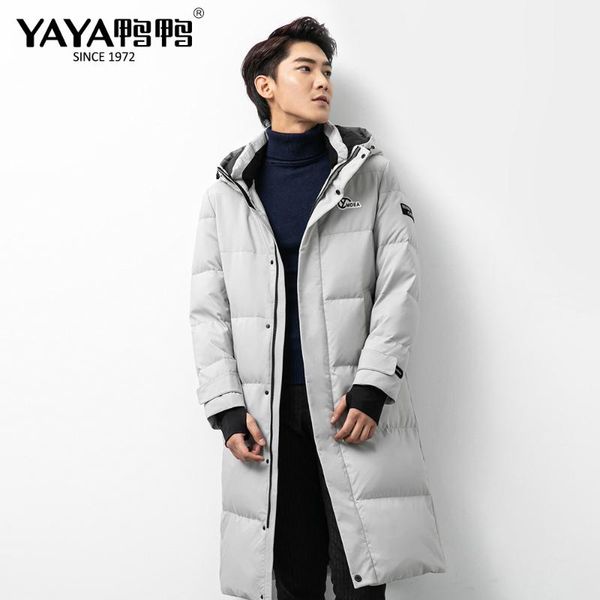 

yaya новая зима толстые мужчины женщины вниз куртка с капюшоном длинные теплый утка вниз пальто, Black